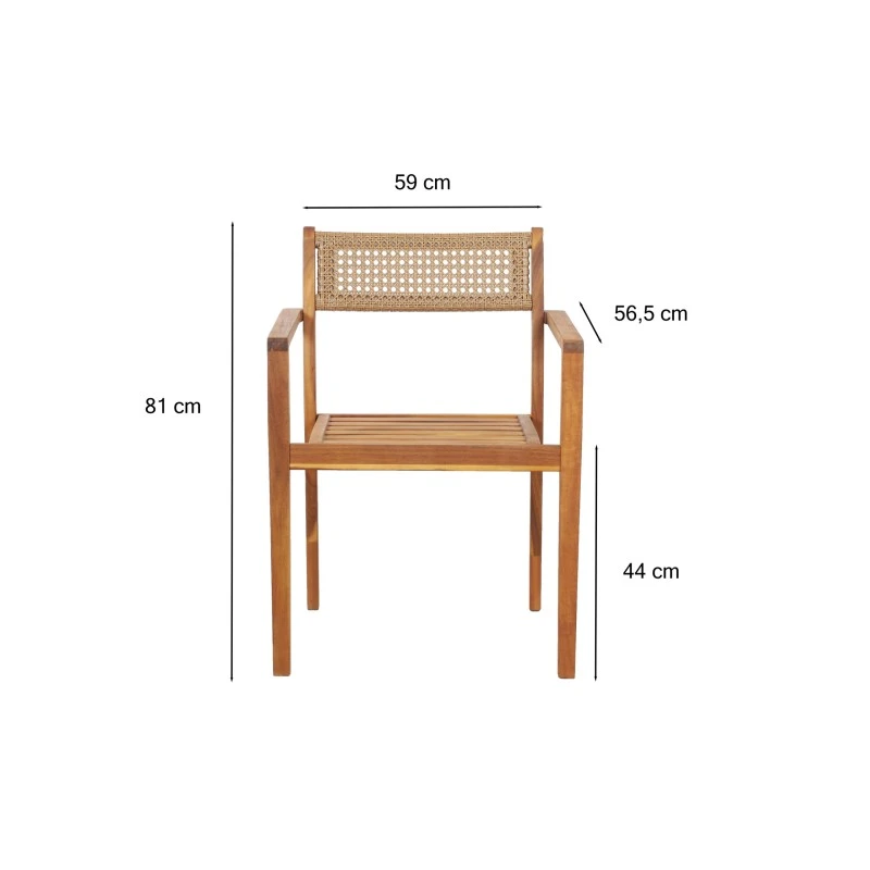 Lot De 2 Chaises NORA De Jardin En Bois D'acacia Et Résine Tressée 5 Lot De 2 Chaises NORA De Jardin En Bois D'acacia Et Résine Tressée – Image 3