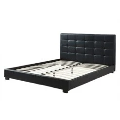 Lit AMSTERDAM Simili Noir 160x200 Sommier Inclus -Mobilia Soldes amsterdam lit 160 noir 1