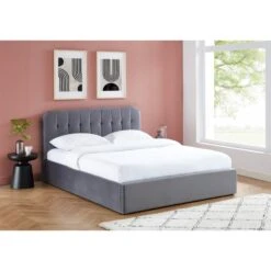 Lit Coffre ANDRE Velours Gris Anthracite 160x200 Sommier Inclus -Mobilia Soldes andreco160veant lit coffre 160 velours gris anthracite 2