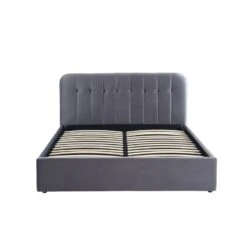 Lit Coffre ANDRE Velours Gris Anthracite 160x200 Sommier Inclus -Mobilia Soldes andreco160veant lit coffre 160 velours gris anthracite 5