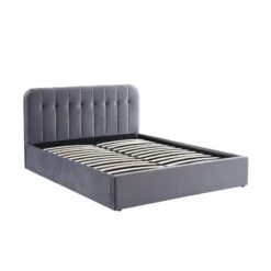 Lit Coffre ANDRE Velours Gris Anthracite 160x200 Sommier Inclus -Mobilia Soldes andreco160veant lit coffre 160 velours gris anthracite 6