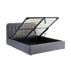 Lit Coffre ANDRE Velours Gris Anthracite 160x200 Sommier Inclus -Mobilia Soldes andreco160veant lit coffre 160 velours gris anthracite 7