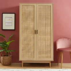 Armoire AMANA Cannage Rotin 2 Portes 90cm