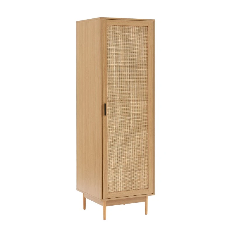 Armoire AMANA Effet Chêne Et Cannage Rotin 1 Porte H180cm 6 Armoire AMANA Effet Chêne Et Cannage Rotin 1 Porte H180cm – Image 4
