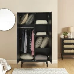 Armoire ANATOLE Noir Et Cannage Rotin 10 Armoire ANATOLE Noir Et Cannage Rotin -Mobilia Soldes armoire anatole noir et cannage rotin 1