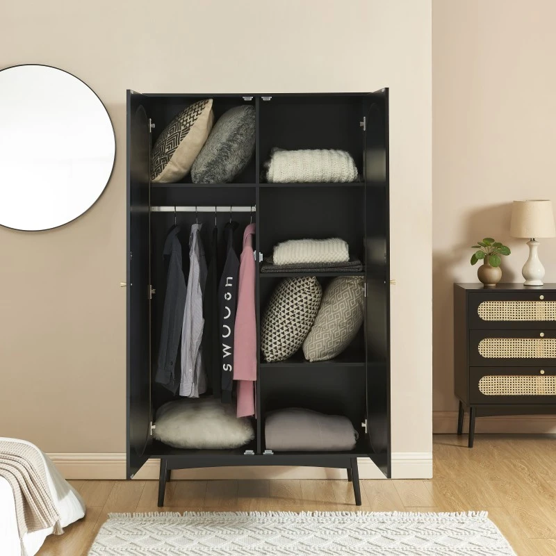 Armoire ANATOLE Noir Et Cannage Rotin 5 Armoire ANATOLE Noir Et Cannage Rotin – Image 3
