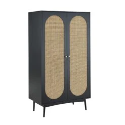 Armoire ANATOLE Noir Et Cannage Rotin 13 Armoire ANATOLE Noir Et Cannage Rotin -Mobilia Soldes armoire anatole noir et cannage rotin 4
