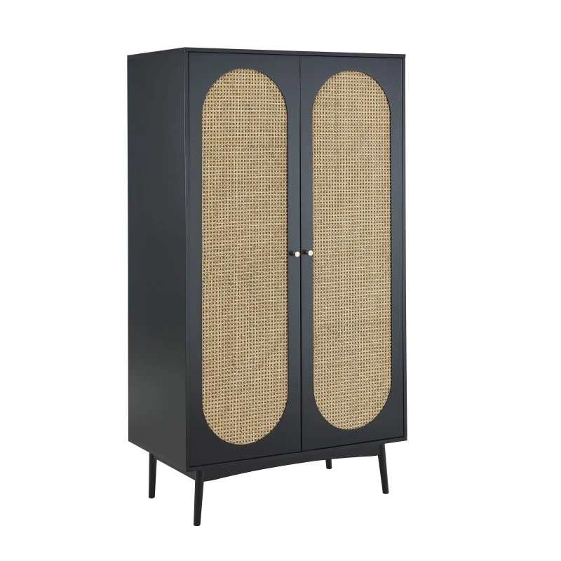 Armoire ANATOLE Noir Et Cannage Rotin 8 Armoire ANATOLE Noir Et Cannage Rotin – Image 6