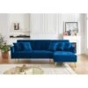 Canapé D'angle AROMA Convertible Velours Bleu 5 Places -Mobilia Soldes aromaancvvvbleu canape 5 place