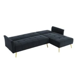 Canapé D'angle AROMA Convertible Velours Noir 5 Places 11 Canapé D'angle AROMA Convertible Velours Noir 5 Places -Mobilia Soldes aromaancvvvnr canape 5 places 2