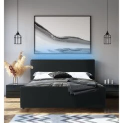 Lit Coffre Ă Led ASTRA Simili Noir 140x190 Sommier Inclus