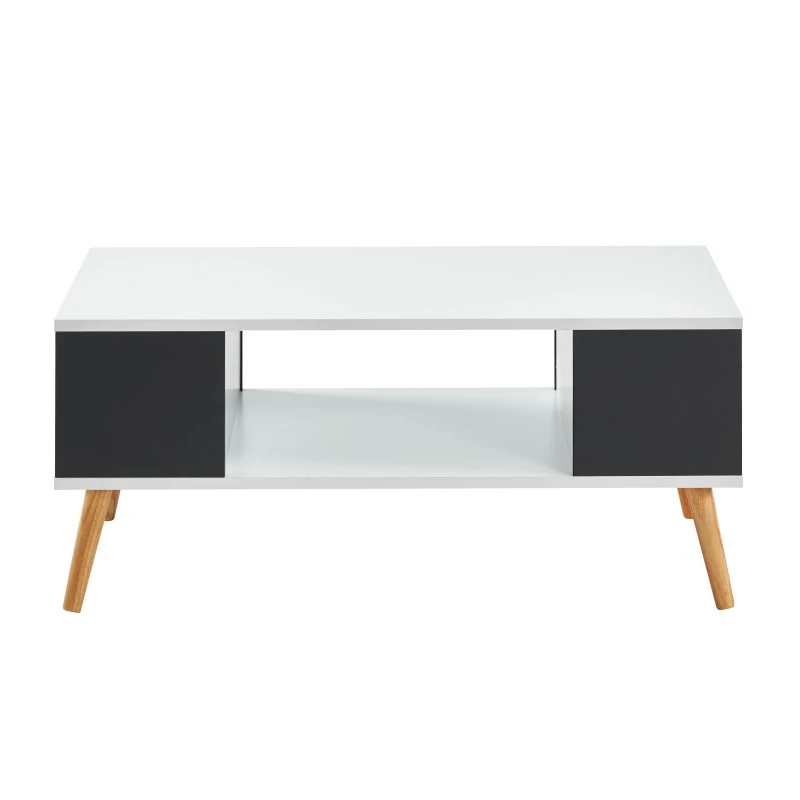 Table Basse BABETTE Blanc Et Gris Anthracite 2 Niches 6 Table Basse BABETTE Blanc Et Gris Anthracite 2 Niches – Image 4