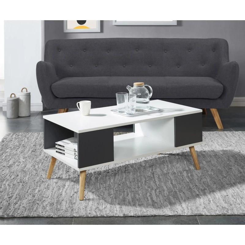 Table Basse BABETTE Blanc Et Gris Anthracite 2 Niches 3 Table Basse BABETTE Blanc Et Gris Anthracite 2 Niches