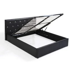 Lit Coffre BAHIA Simili Noir 140x190 Sommier Inclus -Mobilia Soldes bahia lit coffre 149 noir 3