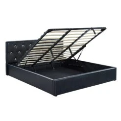Lit Coffre BAHIA Simili Noir 180x200 Sommier Inclus -Mobilia Soldes bahia lit coffre 180 noir 3