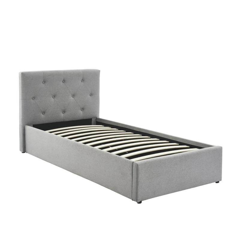 Lit Coffre Enfant BAHIA Tissu Gris 90x190 Sommier Inclus 6 Lit Coffre Enfant BAHIA Tissu Gris 90x190 Sommier Inclus – Image 4
