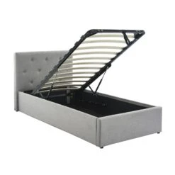 Lit Coffre Enfant BAHIA Tissu Gris 90x190 Sommier Inclus 12 Lit Coffre Enfant BAHIA Tissu Gris 90x190 Sommier Inclus -Mobilia Soldes bahia lit coffre 90 gris 3