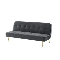 Banquette AROMA Convertible En Velours Anthracite 3 Places 11 Banquette AROMA Convertible En Velours Anthracite 3 Places -Mobilia Soldes banquette aroma en velours anthracite 3 places convertible 2