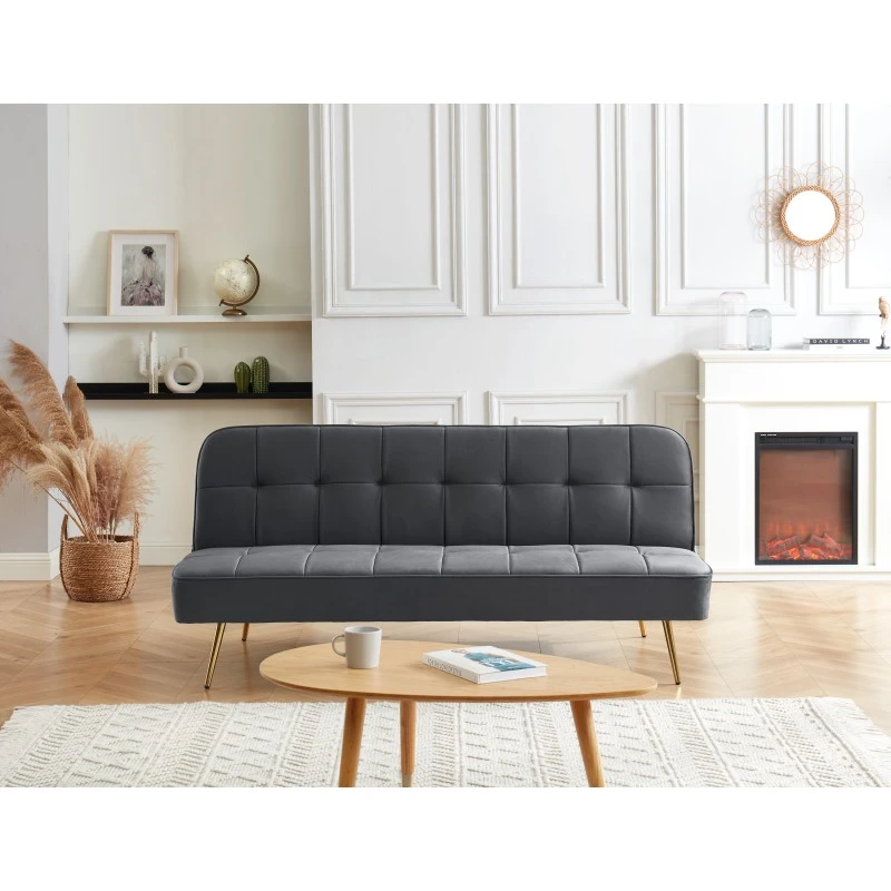 Banquette AROMA Convertible En Velours Anthracite 3 Places 3 Banquette AROMA Convertible En Velours Anthracite 3 Places