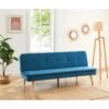 Banquette ELIO Convertible Velours Bleu 3 Places 1 Banquette ELIO Convertible Velours Bleu 3 Places -Mobilia Soldes banquette elio convertible velours bleu 3 places