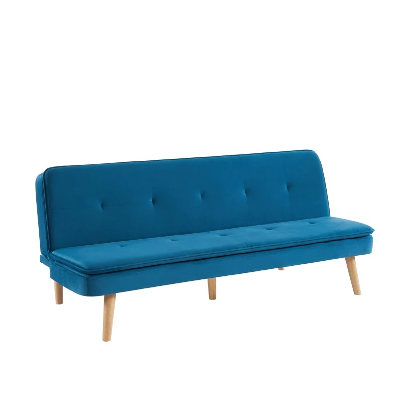 Banquette ELIO Convertible Velours Bleu 3 Places 5 Banquette ELIO Convertible Velours Bleu 3 Places – Image 3