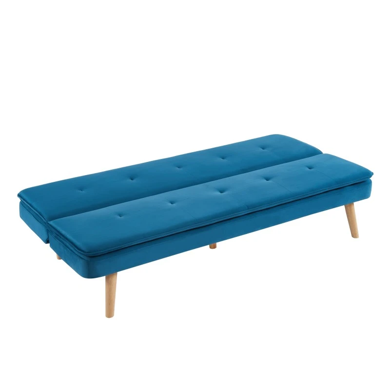 Banquette ELIO Convertible Velours Bleu 3 Places 6 Banquette ELIO Convertible Velours Bleu 3 Places – Image 4