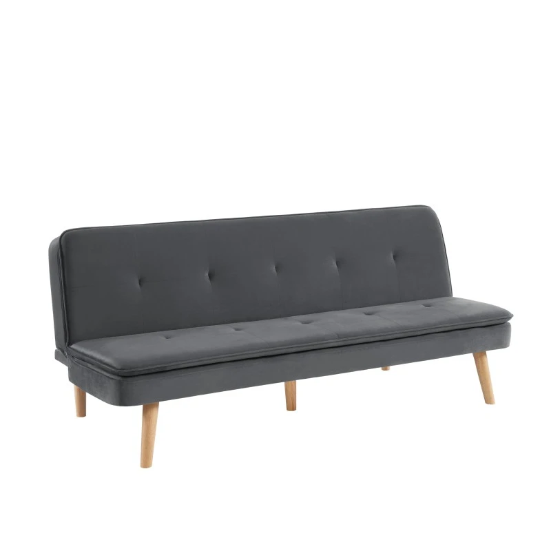 Banquette ELIO Convertible Velours Gris 3 Places 5 Banquette ELIO Convertible Velours Gris 3 Places – Image 3