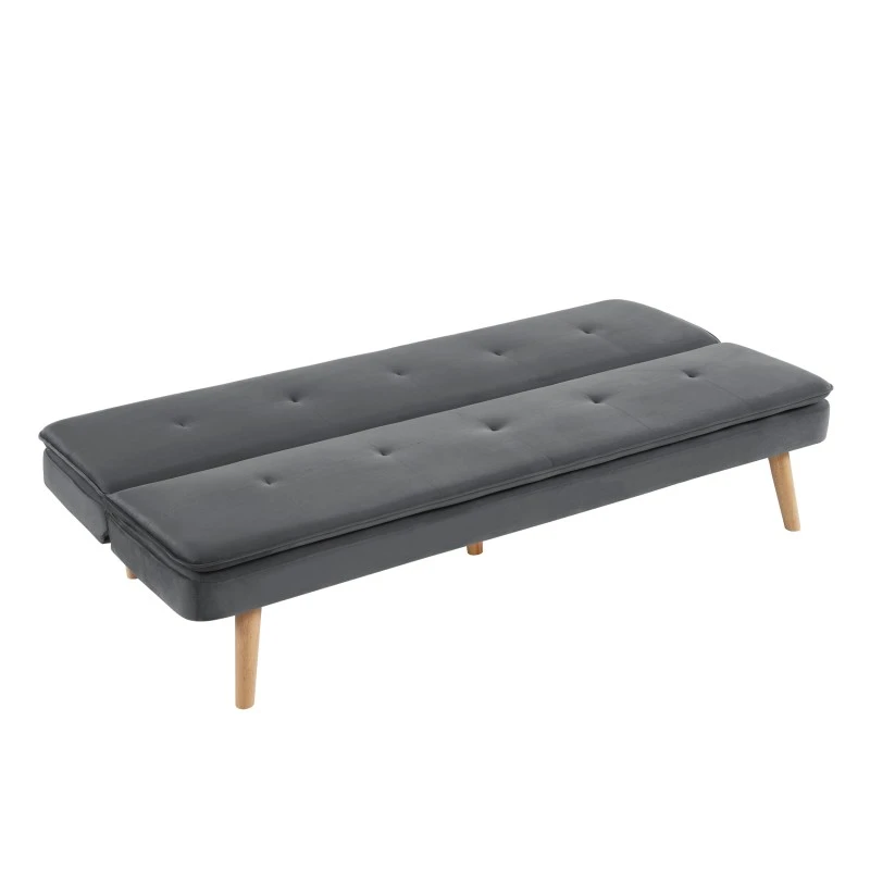 Banquette ELIO Convertible Velours Gris 3 Places 6 Banquette ELIO Convertible Velours Gris 3 Places – Image 4