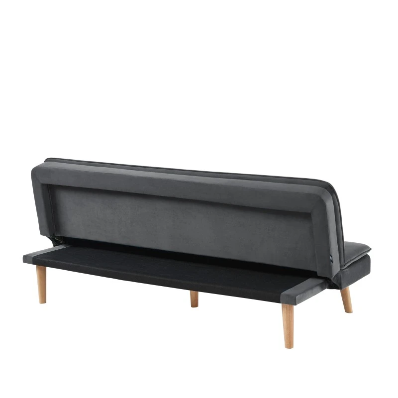 Banquette ELIO Convertible Velours Gris 3 Places 7 Banquette ELIO Convertible Velours Gris 3 Places – Image 5