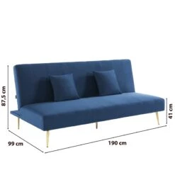 Banquette LINA Convertible Velours Bleu 3 Places 16 Banquette LINA Convertible Velours Bleu 3 Places -Mobilia Soldes banquette lina convertible velours bleu nuit 3 places 6