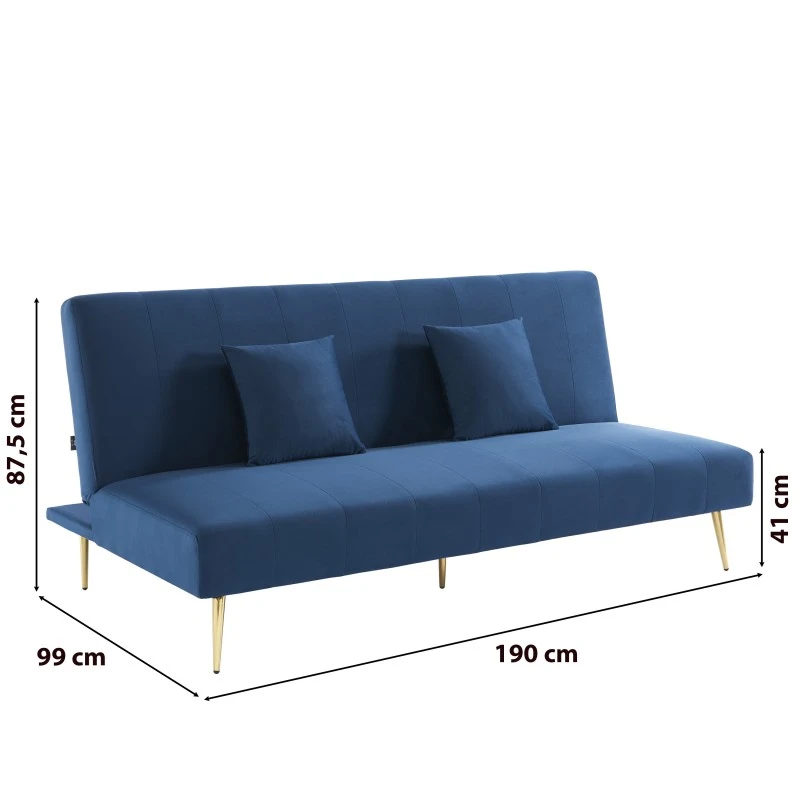 Banquette LINA Convertible Velours Bleu 3 Places 9 Banquette LINA Convertible Velours Bleu 3 Places – Image 7