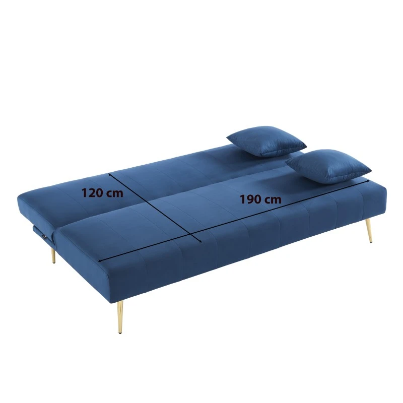 Banquette LINA Convertible Velours Bleu 3 Places 10 Banquette LINA Convertible Velours Bleu 3 Places – Image 8