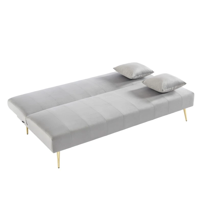 Banquette LINA Convertible Velours Gris Clair 3 Places 5 Banquette LINA Convertible Velours Gris Clair 3 Places – Image 4