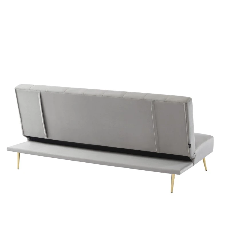 Banquette LINA Convertible Velours Gris Clair 3 Places 6 Banquette LINA Convertible Velours Gris Clair 3 Places – Image 5