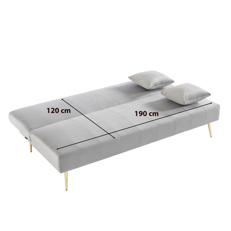 Banquette LINA Convertible Velours Gris Clair 3 Places 9 Banquette LINA Convertible Velours Gris Clair 3 Places – Image 8