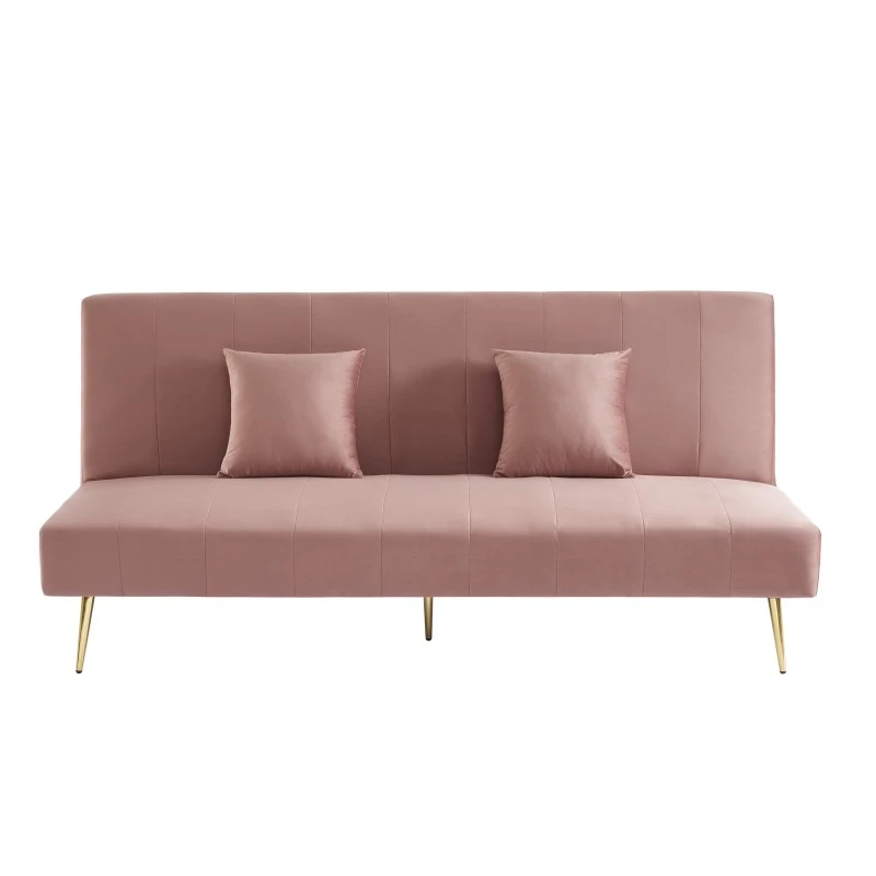 Banquette LINA Convertible Velours Rose Poudré 3 Places 4 Banquette LINA Convertible Velours Rose Poudré 3 Places – Image 2