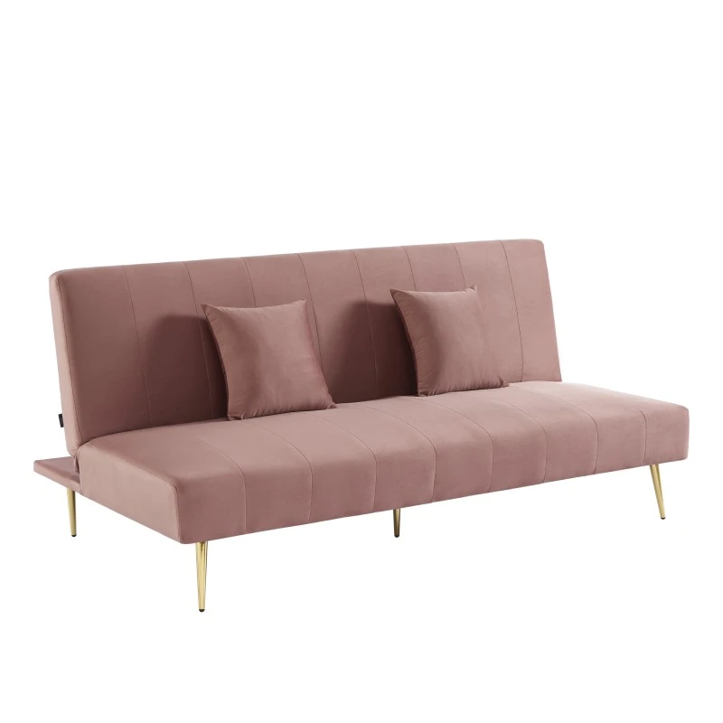 Banquette LINA Convertible Velours Rose Poudré 3 Places 5 Banquette LINA Convertible Velours Rose Poudré 3 Places – Image 3