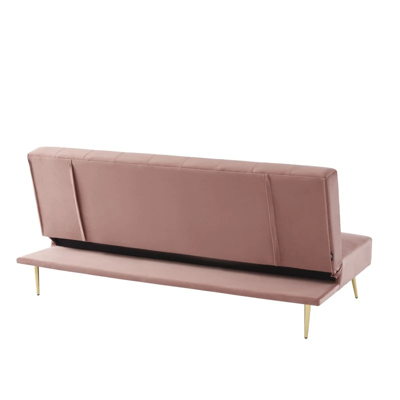 Banquette LINA Convertible Velours Rose Poudré 3 Places 7 Banquette LINA Convertible Velours Rose Poudré 3 Places – Image 5