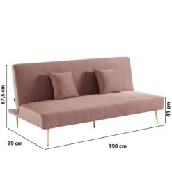 Banquette LINA Convertible Velours Rose Poudré 3 Places 16 Banquette LINA Convertible Velours Rose Poudré 3 Places -Mobilia Soldes banquette lina convertible velours rose poudre 3 places 6