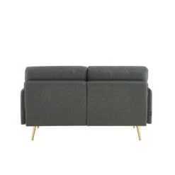 Canapé Droit ADAM Fixe Tissu Anthracite -Mobilia Soldes canape adam tissu anthracite pied en metal dore 2 pl 3