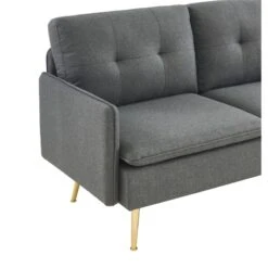 Canapé Droit ADAM Fixe Tissu Anthracite -Mobilia Soldes canape adam tissu anthracite pied en metal dore 2 pl 4