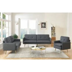 Canapé Droit ADAM Fixe Tissu Anthracite -Mobilia Soldes canape adam tissu anthracite pied en metal dore 2 pl 6