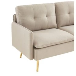 Canapé Droit ADAM Fixe Tissu Grège -Mobilia Soldes canape adam tissu grege pied en metal dore 2 pl 4