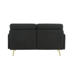 Canapé Droit ADAM Fixe Tissu Noir -Mobilia Soldes canape adam tissu noir pied en metal dore 2 pl 3