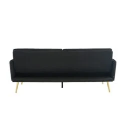 Canapé Droit ADAM Convertible Tissu Noir -Mobilia Soldes canape adam tissu noir pied en metal dore 3 pl 4