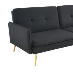 Canapé Droit ADAM Convertible Tissu Noir -Mobilia Soldes canape adam tissu noir pied en metal dore 3 pl 5