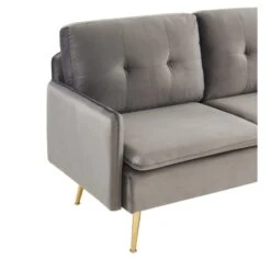 Canapé Droit ADAM Fixe Velours Anthracite 13 Canapé Droit ADAM Fixe Velours Anthracite -Mobilia Soldes canape adam velours anthracite pied en metal dore 2 pl 4