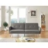 Canapé Droit ADAM Convertible Velours Anthracite -Mobilia Soldes canape adam velours anthracite pied en metal dore 3 pl