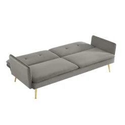 Canapé Droit ADAM Convertible Velours Anthracite -Mobilia Soldes canape adam velours anthracite pied en metal dore 3 pl 3