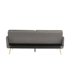 Canapé Droit ADAM Convertible Velours Anthracite -Mobilia Soldes canape adam velours anthracite pied en metal dore 3 pl 4